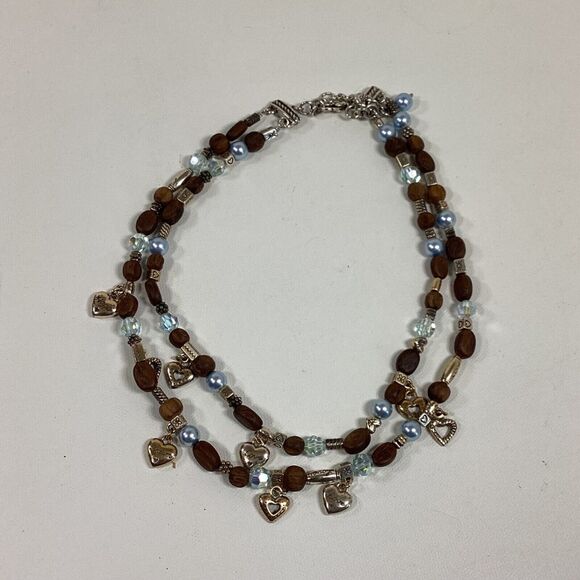 Brighton Double Strand Beaded Necklace Brown Blue With 4 Bags - Picture 5 of 11